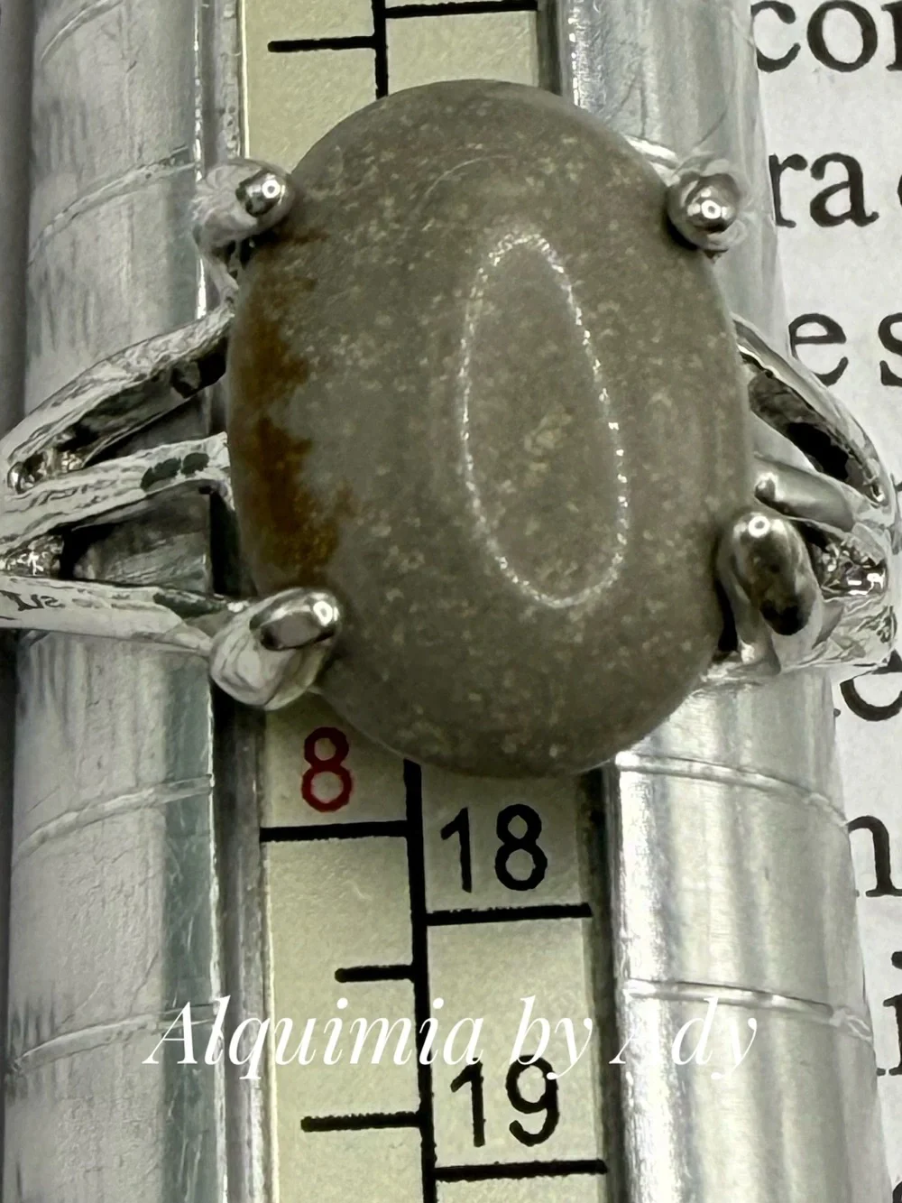 Silver Ring with White-Grey Jasper